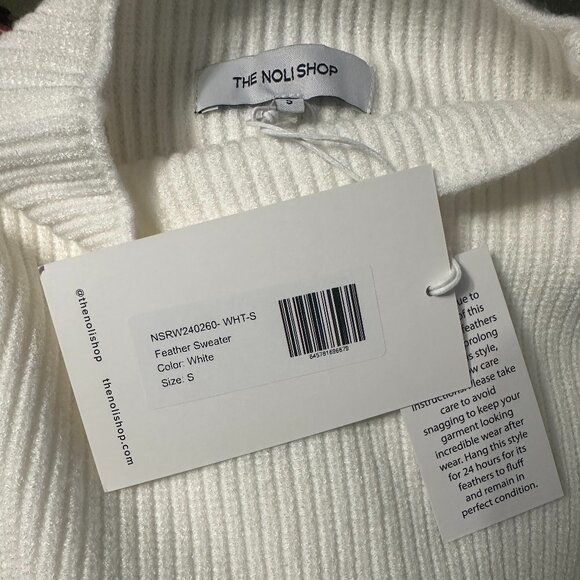NWT Noli Shop Bella Feather Trim Sweater in Pearl - Size Small - Picture 6 of 6